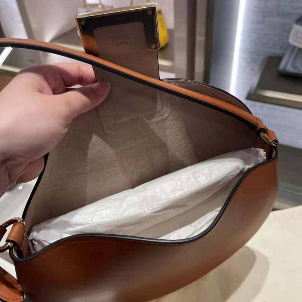 TÚI Fendi Women Small Croissant Brown Leather Bag
