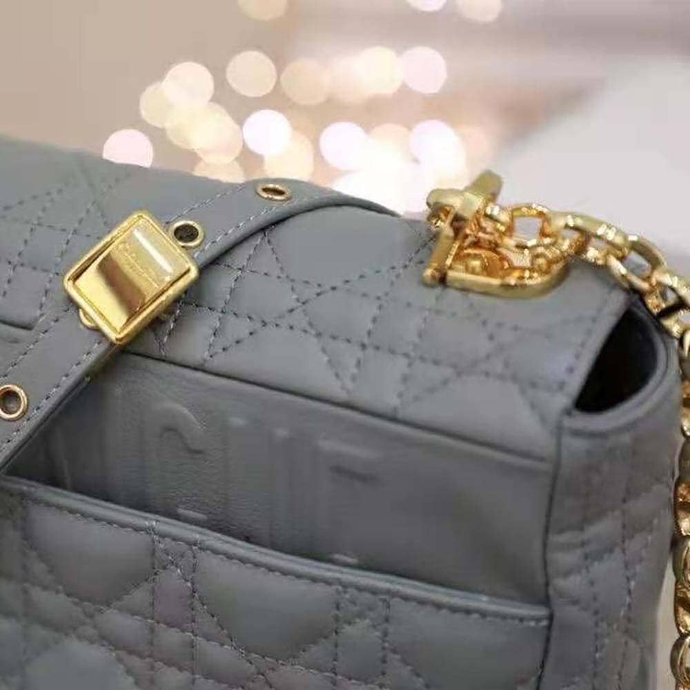 TÚI Dior Women Large Dior Caro Bag Supple Cannage Calfskin-Silver Top Quality