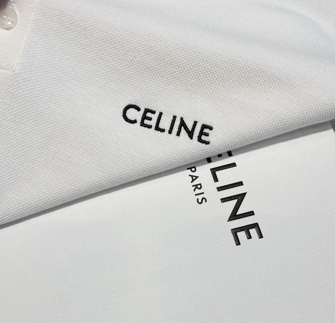 ÁO CELINE LOGO POLO SHIRT WHITE