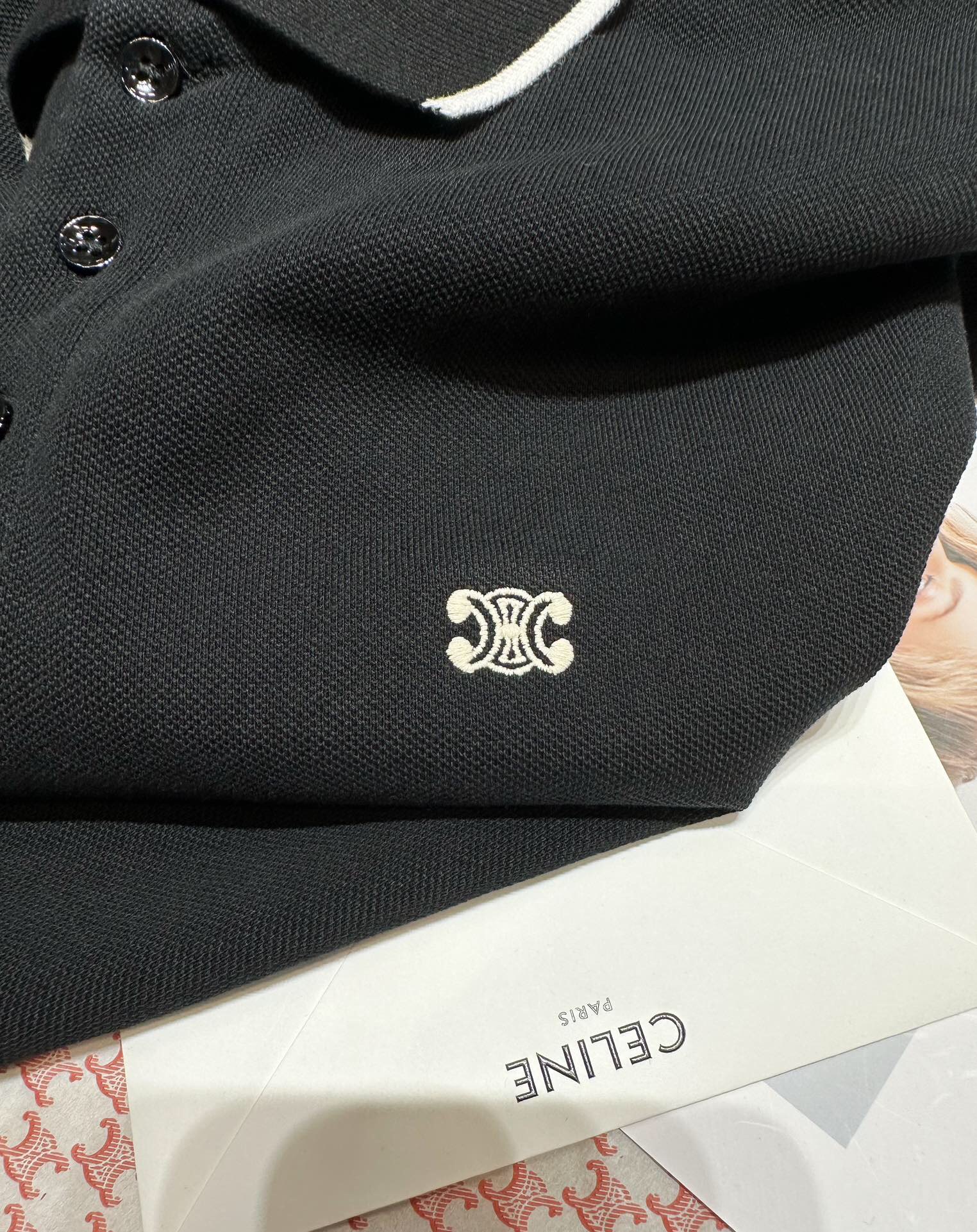 ÁO CELINE POLO SHIRT MÀU ĐEN UNISEX