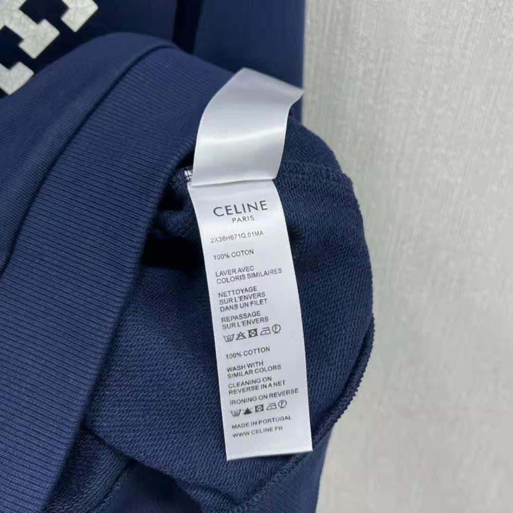 ÁO Celine Men Celine Paris 16 Sweatshirt in Cotton Fleece-Navy