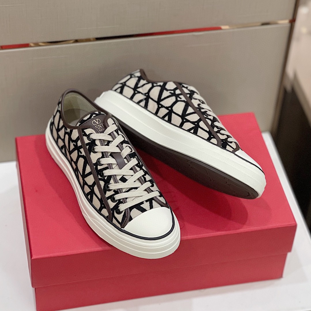 GIÀY VALENTINO CANVAS LEATHER SNEAKER SHOES AAA