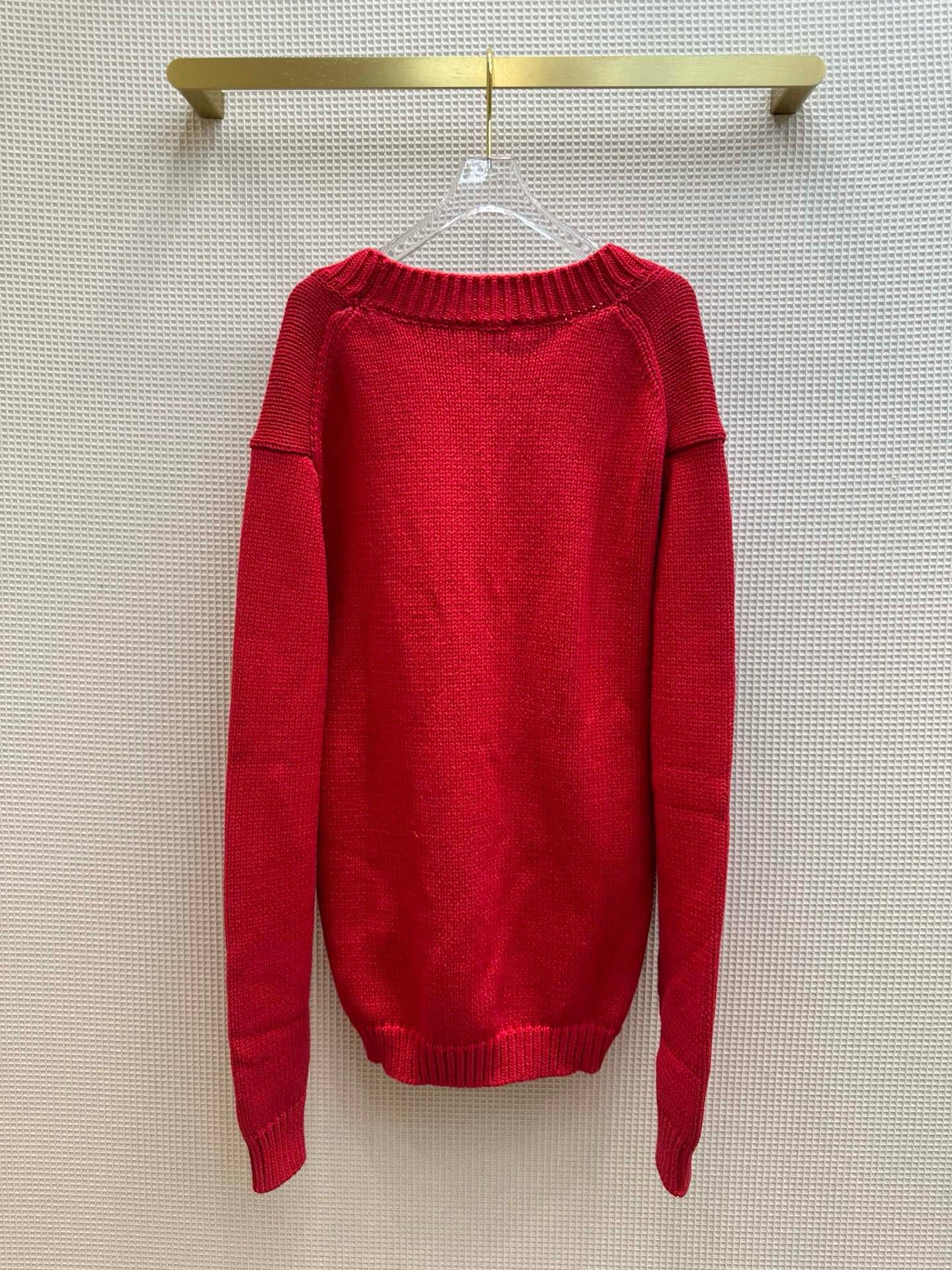 ÁO Miu Miu V-Neck Red Cardigan Sweater