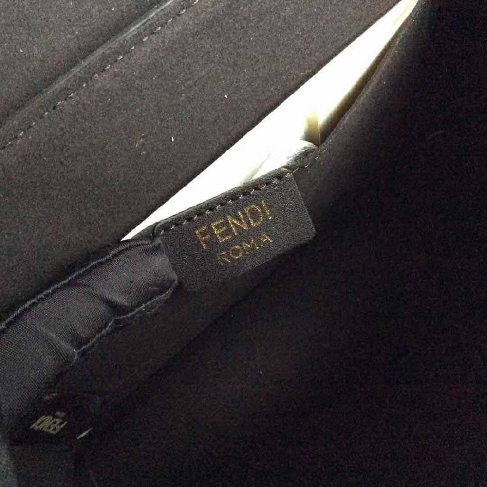 TÚI Fendi KAN I F Top Flap Strap Bag with Logo Stitch-Black