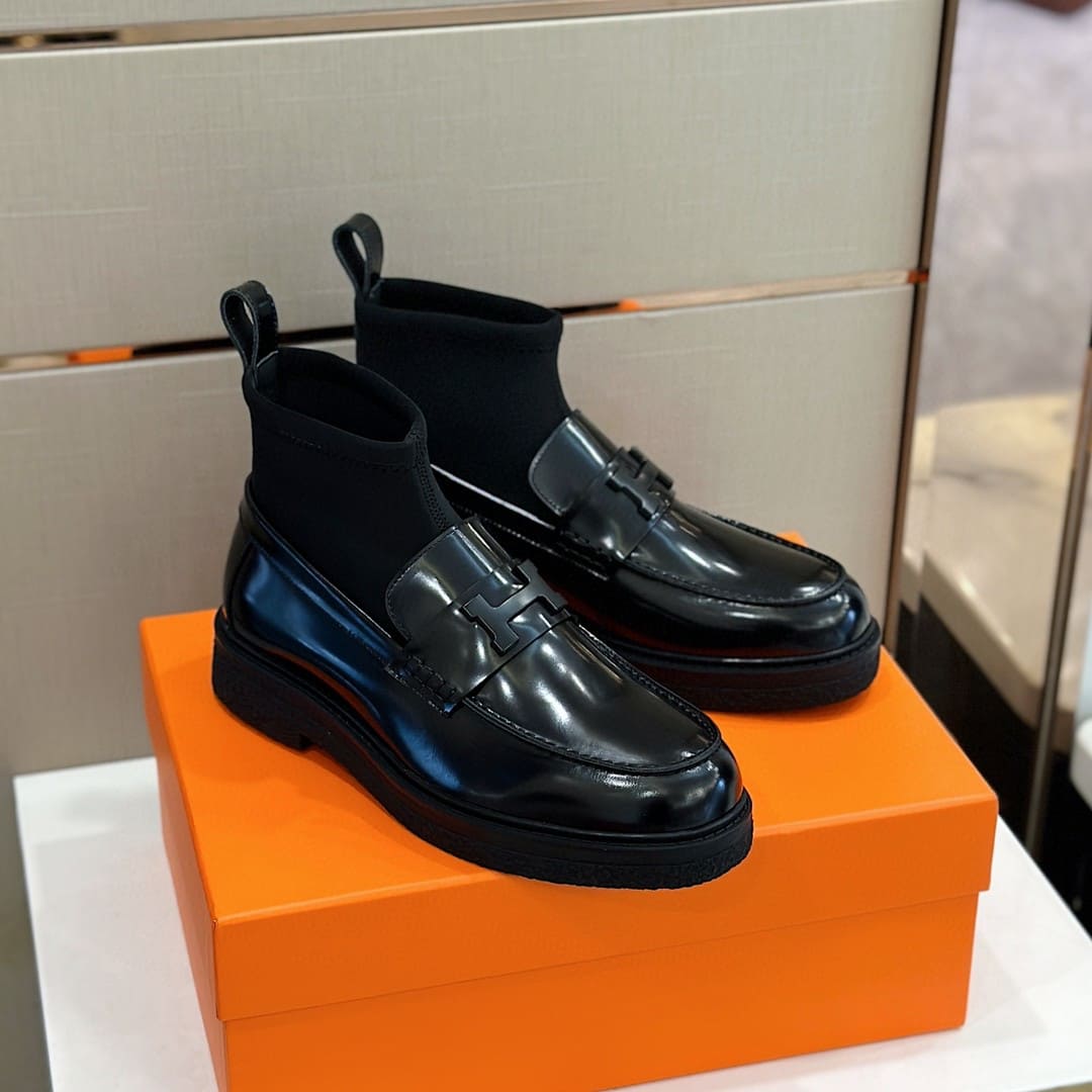 GIÀY HERMES SNEAKER HIGH SPORTS CALFSKIN BLACK