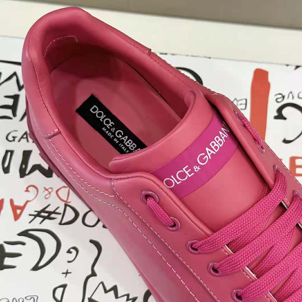 GIÀY Dolce Gabbana D&G Women Calfskin Portofino Sneakers-Rose