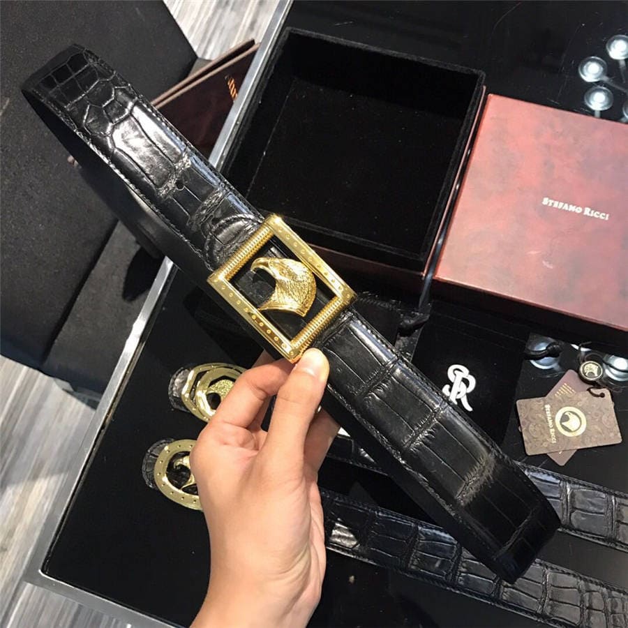 DÂY LƯNG STEFANO RICCI CROCODILE LEATHER DA CÁ SẤU Belt Khóa vàng
