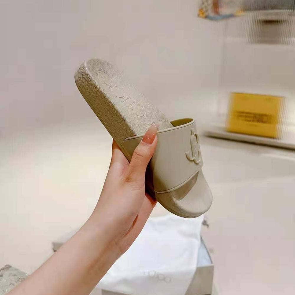 DÉP Jimmy Choo Women Port/F Barley Rubber Slides with JC Monogram