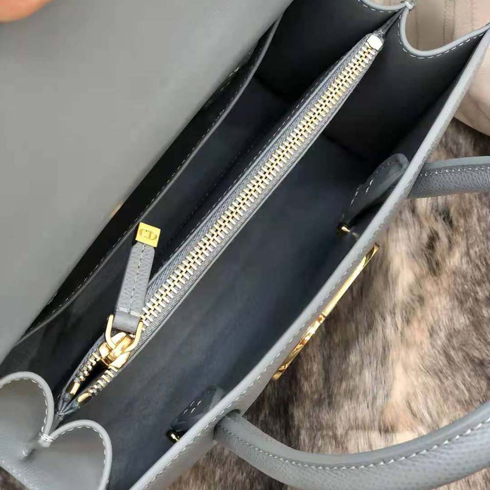 TÚI Dior Women Medium ST Honore Tote Latte Grained Calfskin-Blue