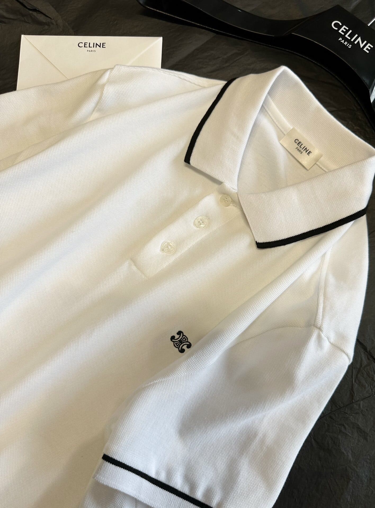 ÁO CELINE LOGO POLO SHIRT WHITE
