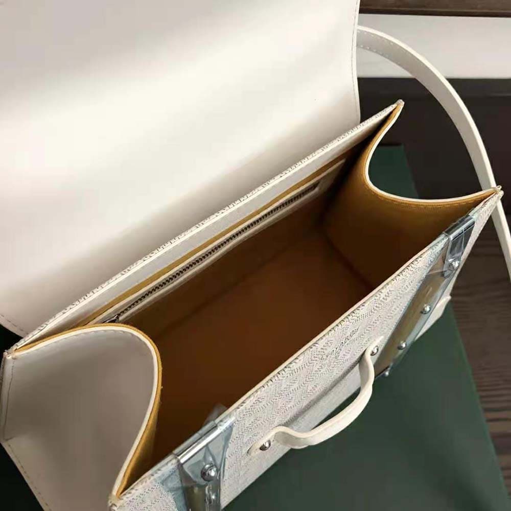 TÚI Goyard Women Sac Saïgon PM in Toile Goyardine & Clamecy Calfskin-White