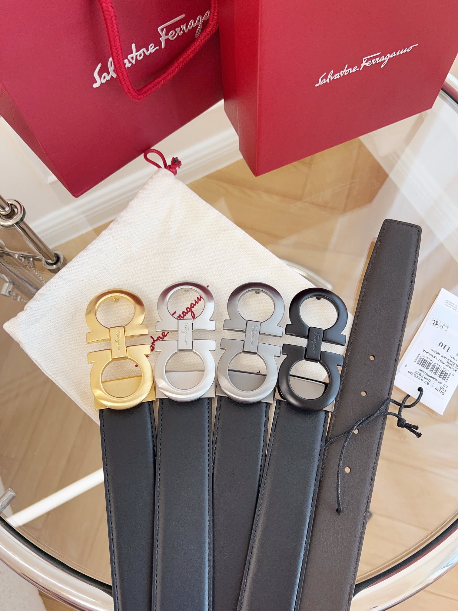DÂY LƯNG Salvatore Ferragamo Adjustable Gancini Belt Khóa vàng