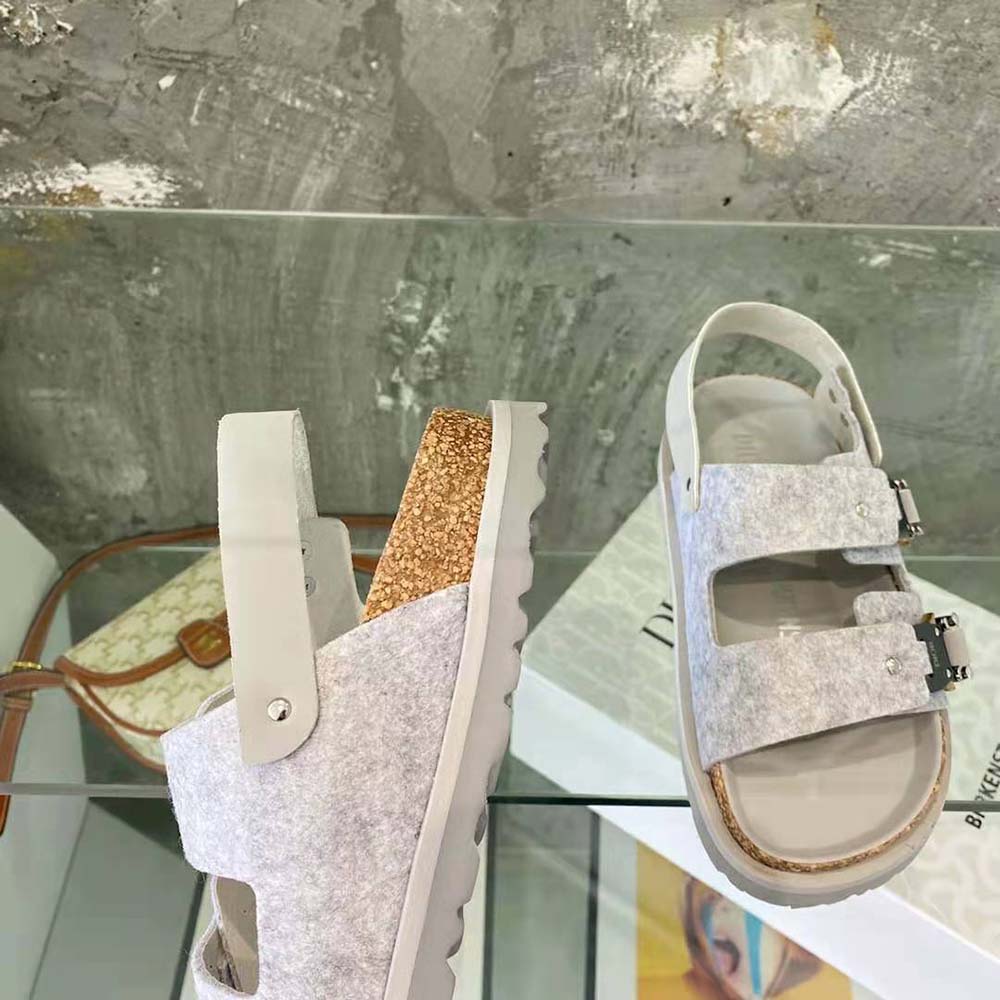 GIÀY DIOR By Birkenstock Milano Sandal Gray Nubuck Calfskin