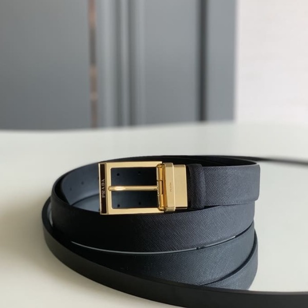 DÂY LƯNG PRADA BLACK SAFFIANO LEATHER Khóa vàng
