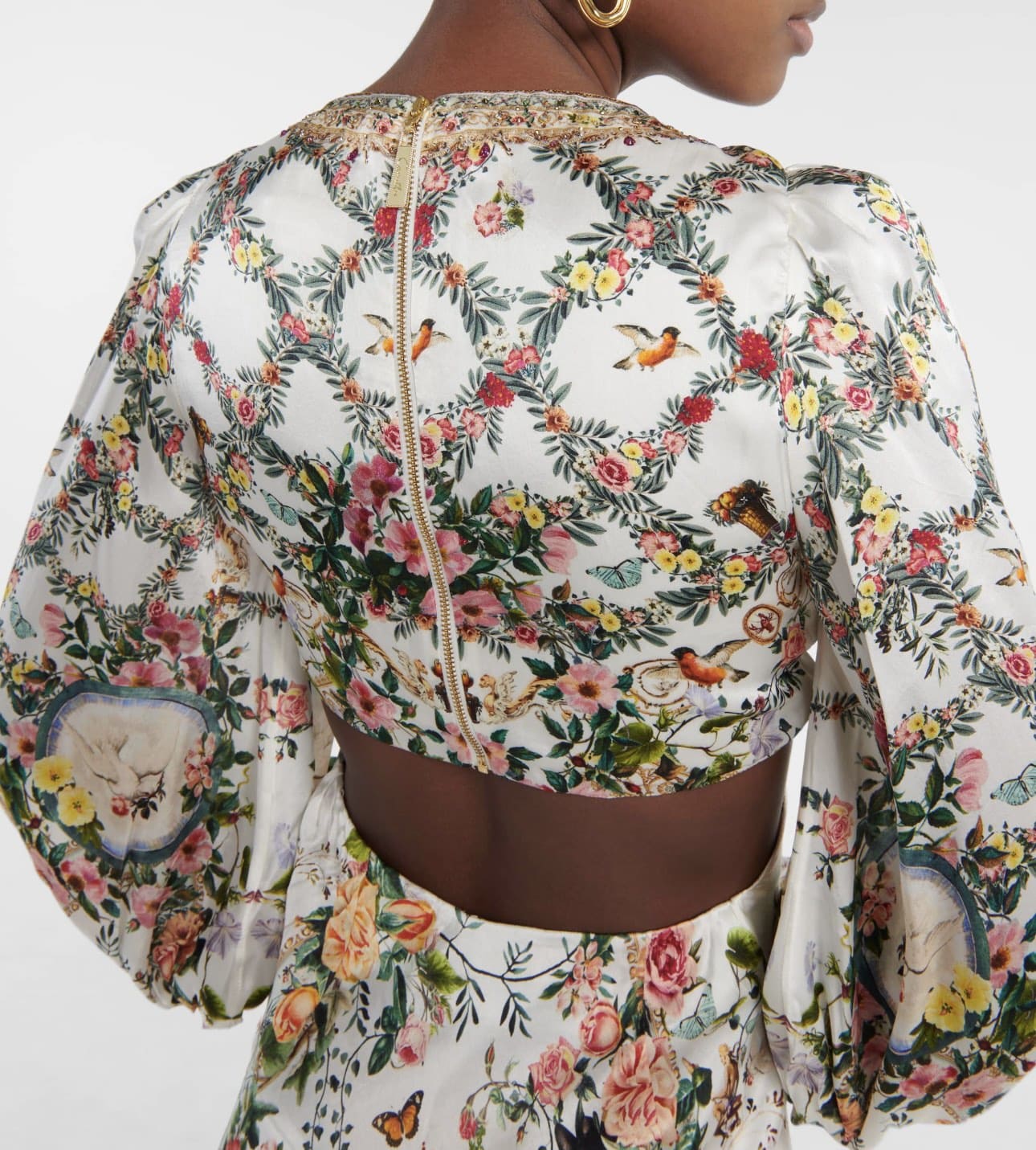 VÁY CAMILLA Silk Flower Cardigan Embellished V-Neck Maxi Dress High Classy Dài Tay