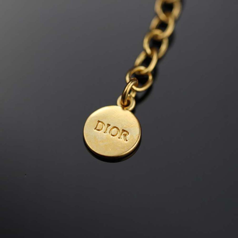 Vòng tay Dior Women CD Navy Bracelet Gold-Finish Metal and Raspberry Lacquer