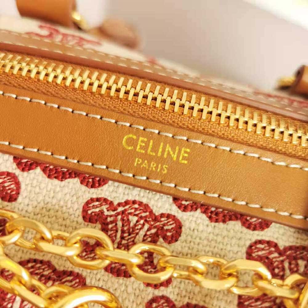 TÚI Celine Women Small Boston Bag in Textile With Triomphe Embroidery