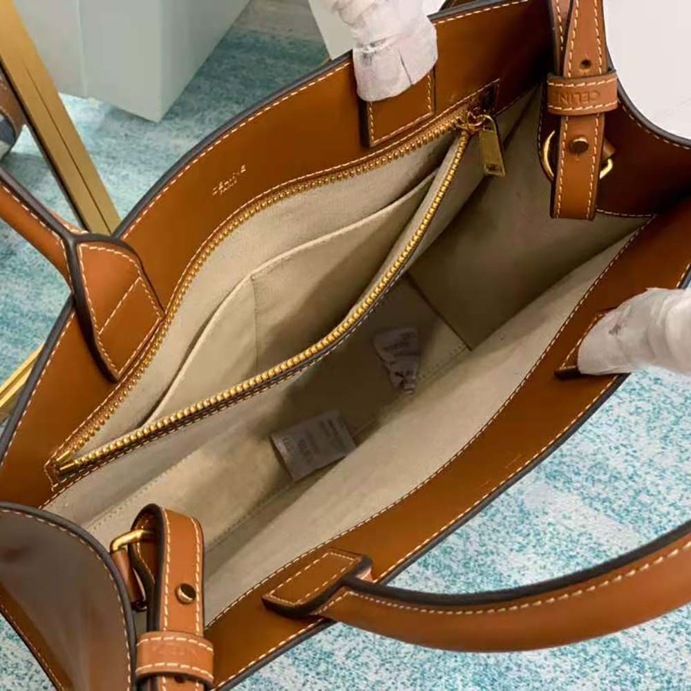 TÚI Celine Women Small Vertical Cabas Celine in Maillon Triomphe Jacquard and Calfskin