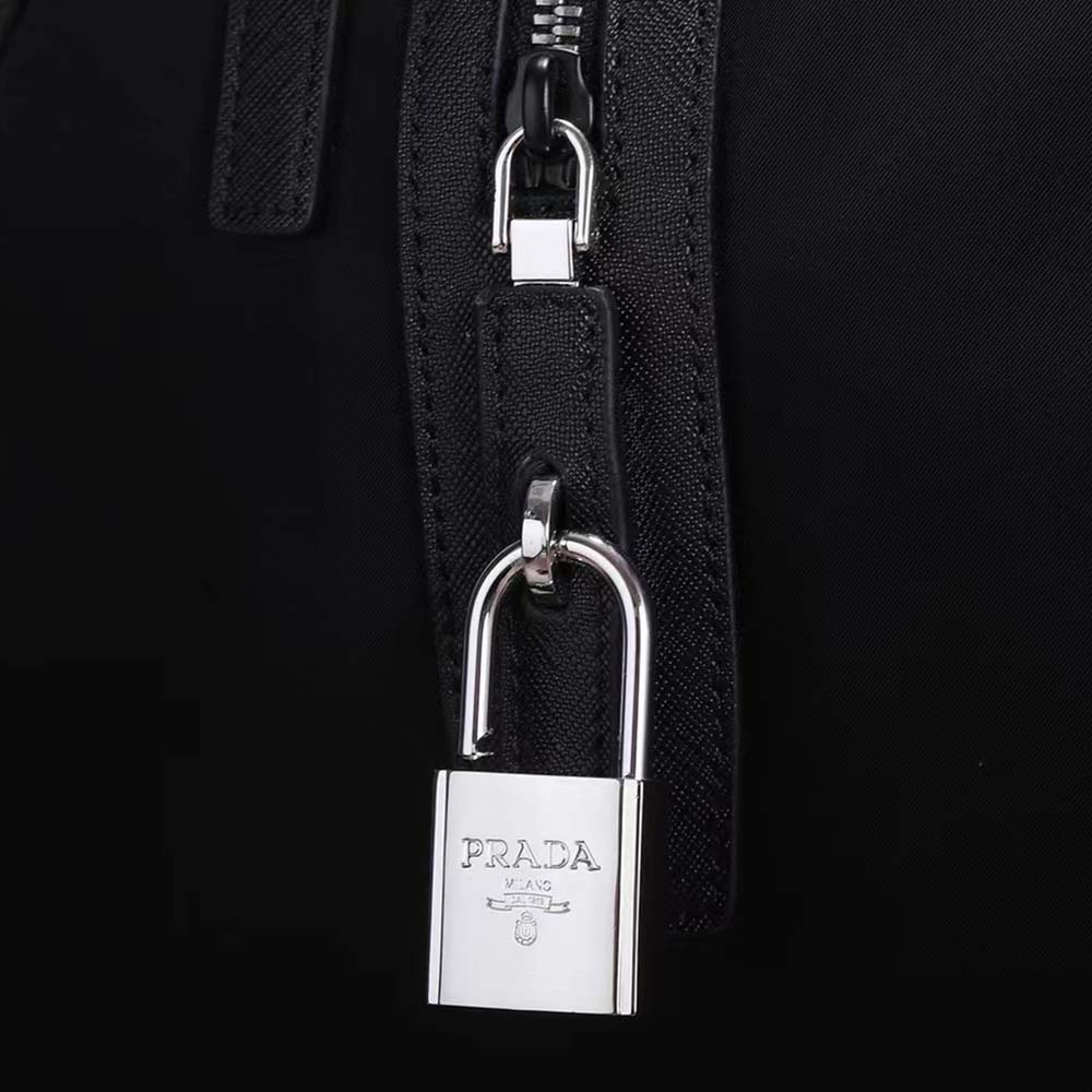 TÚI PRADA Re-Nylon and Saffiano Leather Duffle Bag-Black