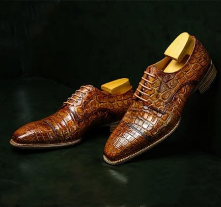 Giày da cổ điển Alligator Cap-Toe Derby lót da da cá sấu Alligator