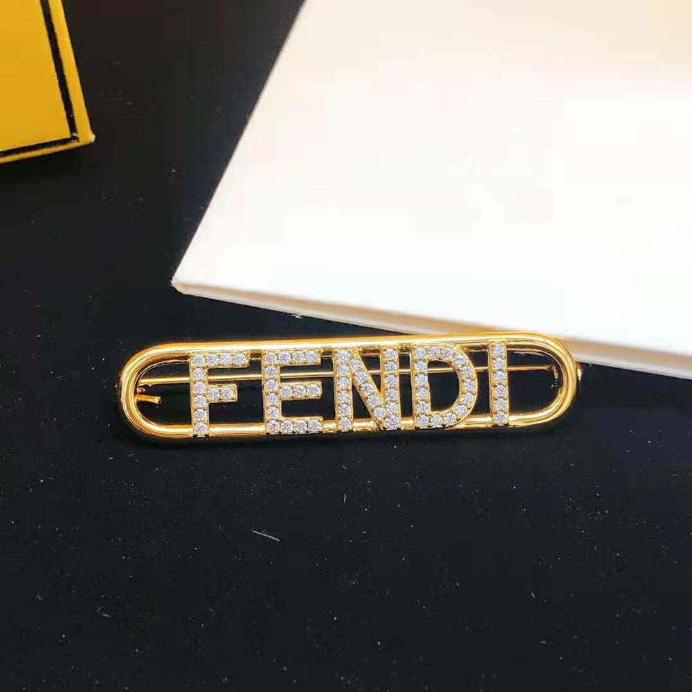 Cài áo Fendi Fendigraphy Brooch Gold Coloured
