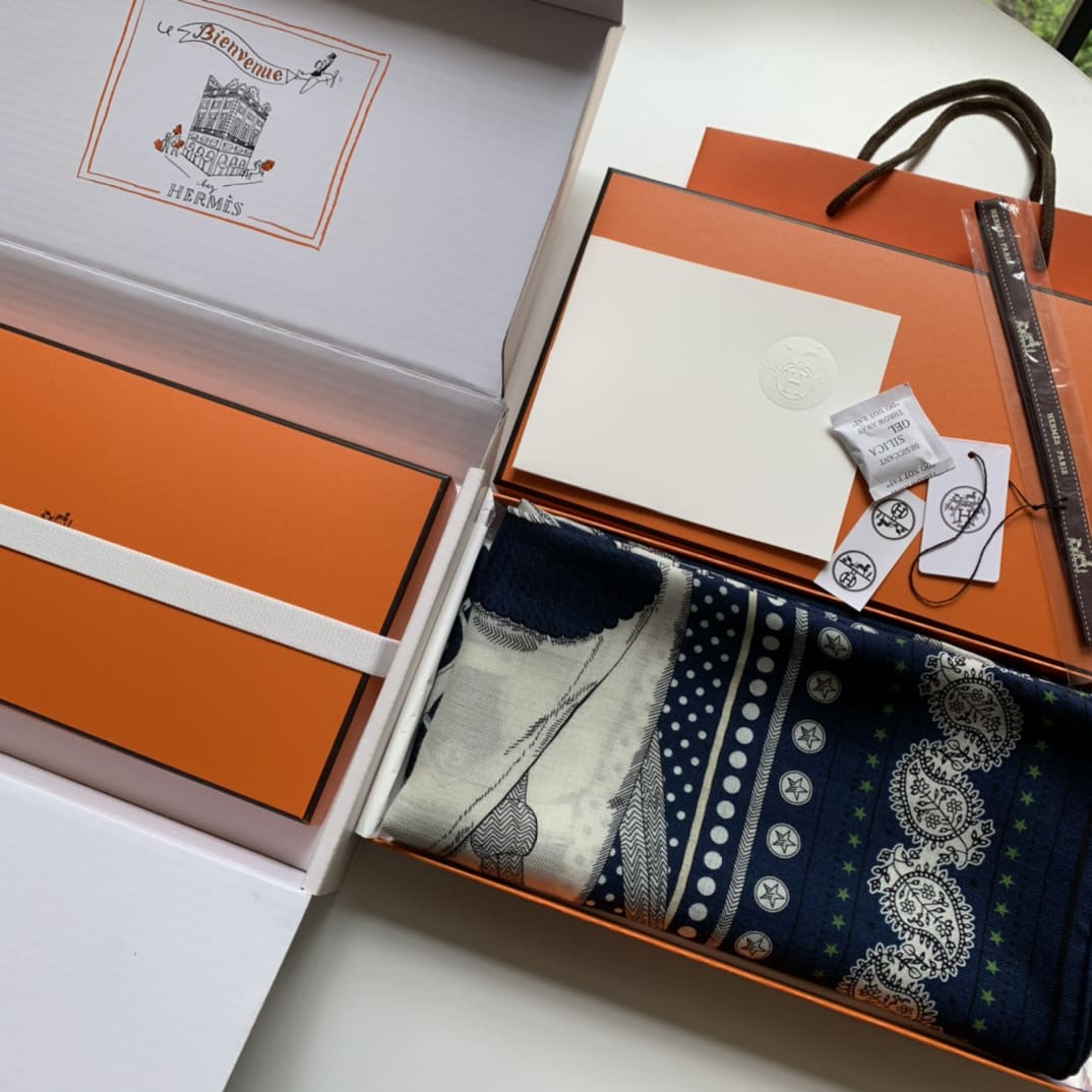KHĂN HERMES H Family cashmere scarf