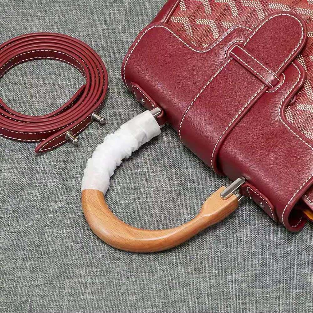 TÚI Goyard Women Sac Saïgon Souple Mini in Toile Goyardine & Chevroches Calfskin-Maroon