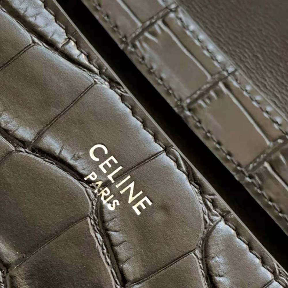 TÚI Celine Women Trapeze Triomphe Bag in Shiny Calfskin-Black