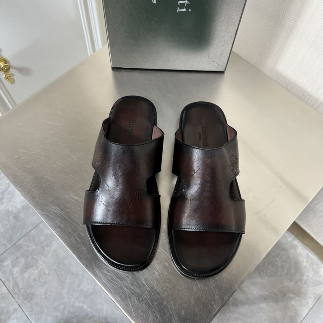 DÉP BERLUTI PATINA LEATHER SLIPPER