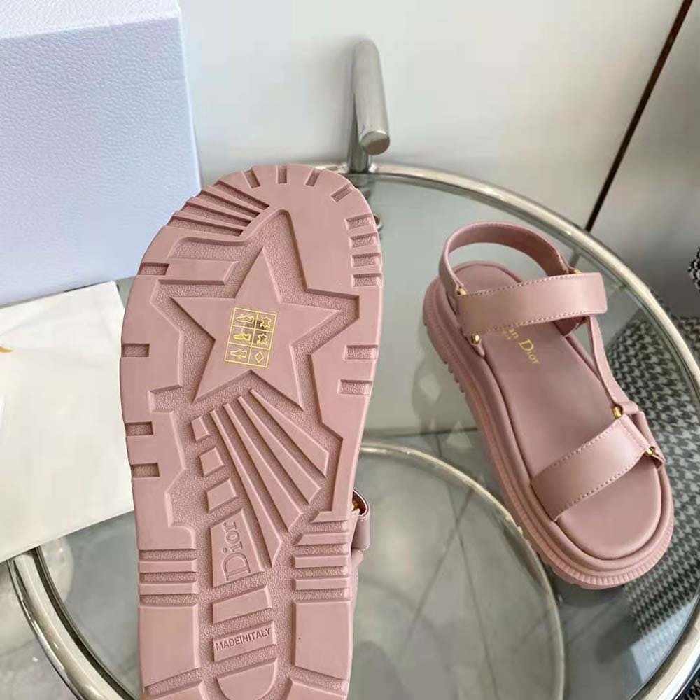 DÉP SANDALS Dior Women D-Wave Sandal Pink Lambskin