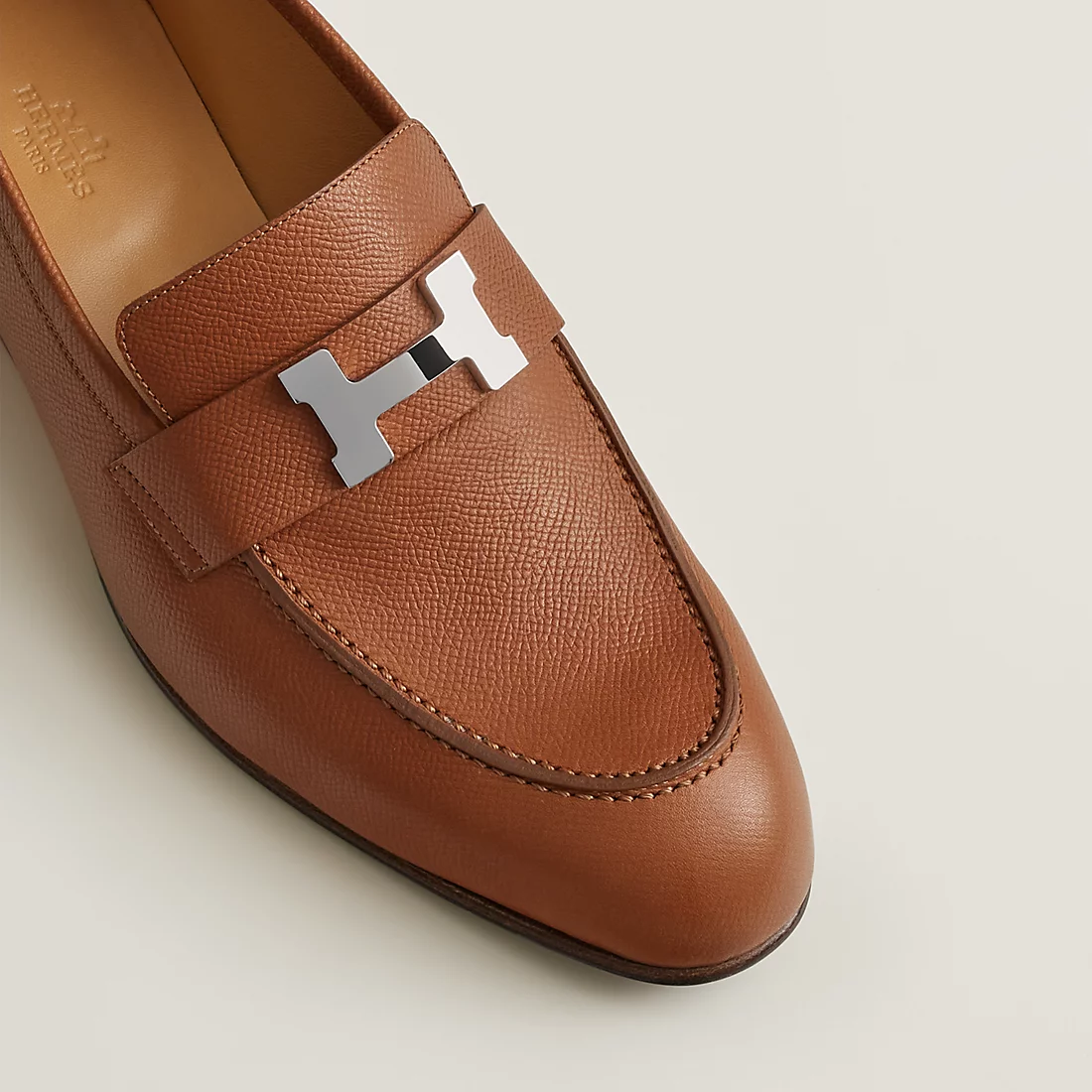 GIÀY HERMES PARIS LOAFER EPSOM LEATHER BROWN SS2022