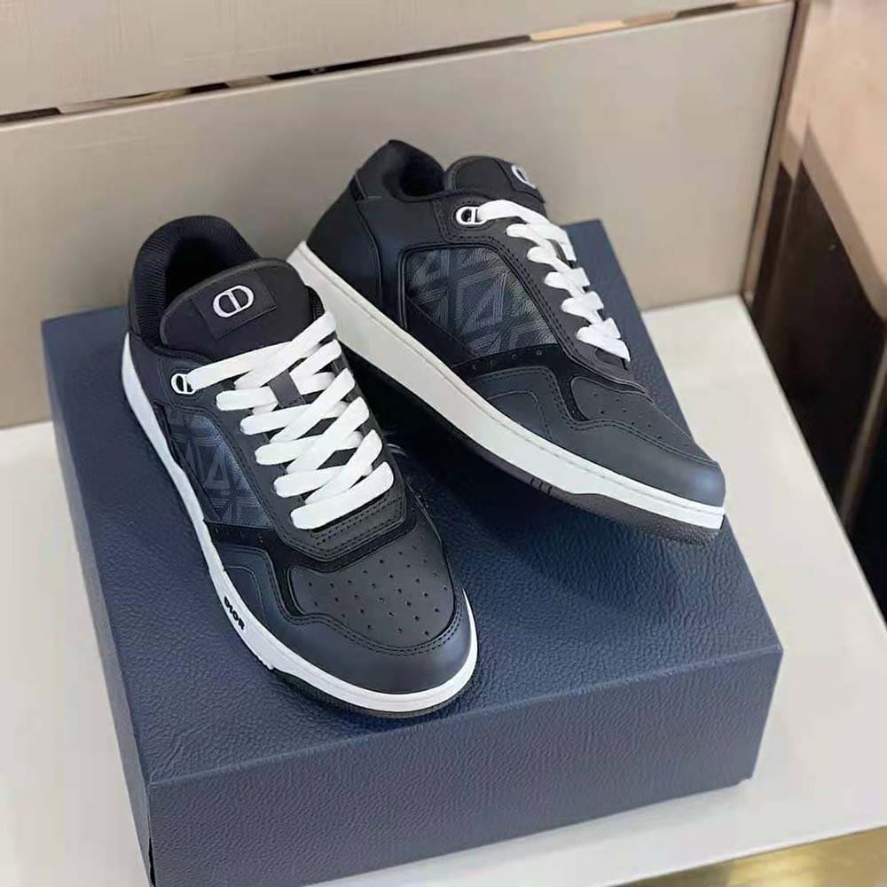 GIÀY DIOR B27 Low-Top Sneaker Black Smooth Calfskin and CD Diamond Canvas