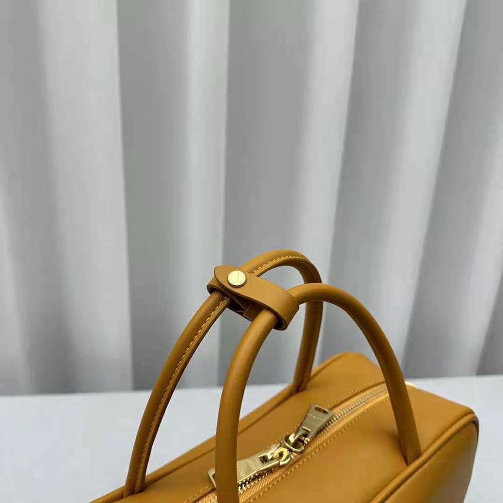 Túi Miu Miu Women Leather Top-handle Bag with Embossed Lettering Logo-Orange
