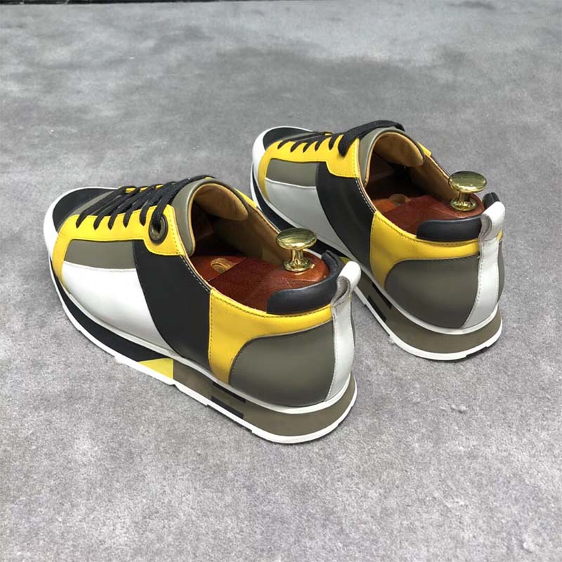 GIÀY HERMES Rebus Sneaker Shoes Black Yellow and Khaki Insert