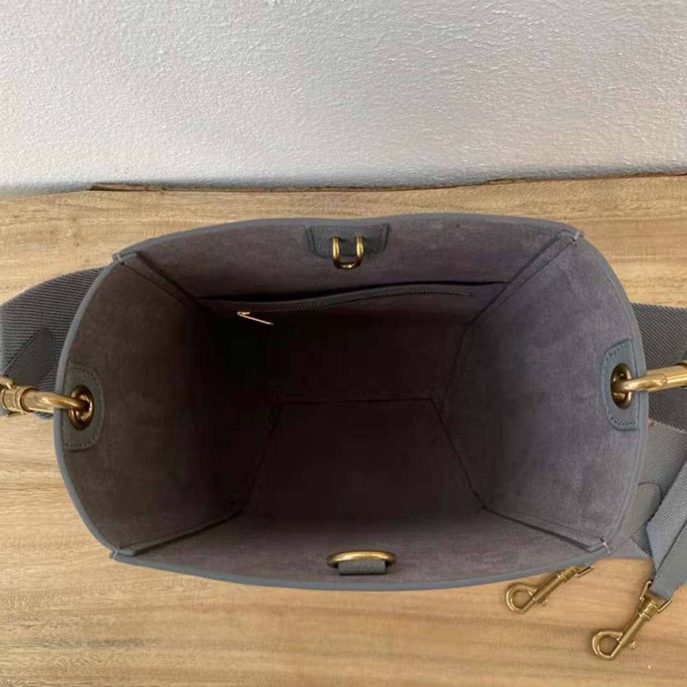 TÚI Celine Women Sangle Small Bucket Bag in Soft Grained Calfskin-Silver