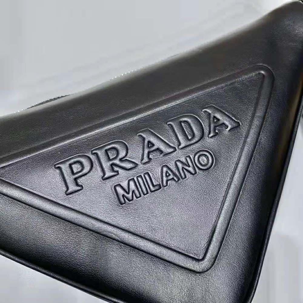 TÚI Prada Women Leather Triangle Leather Pouch-Black