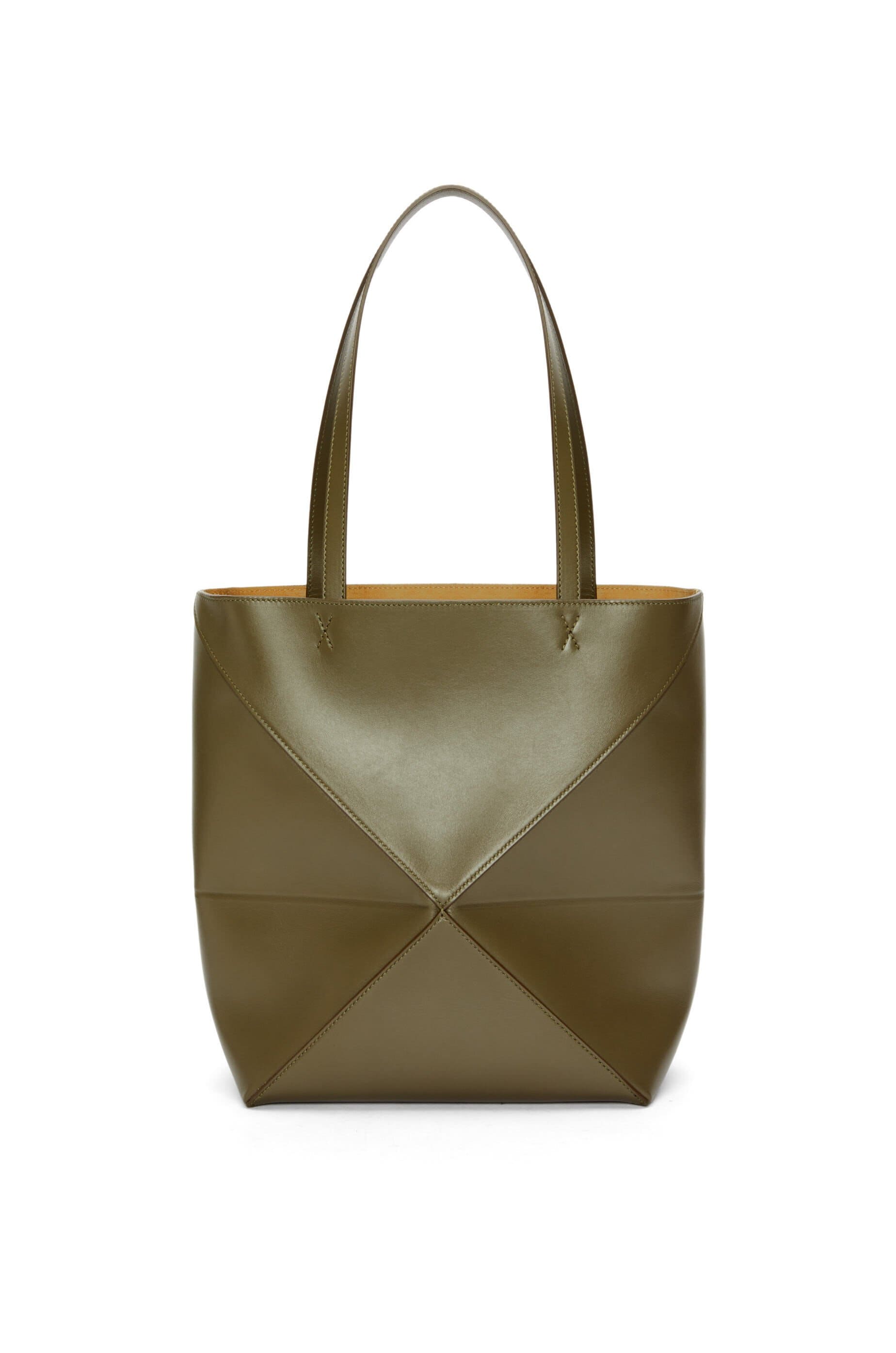 Túi LOEWE Puzzle Fold Tote in shiny calfskin olive