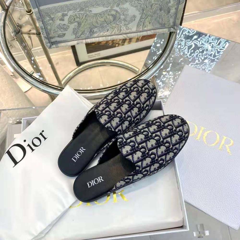 GIÀY DIOR Indior Mule Beige and Black Dior Oblique Jacquard