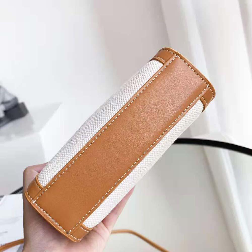 TÚI Celine Women Mini Vertical Cabas Celine in Textile with Celine Print and Calfskin-White