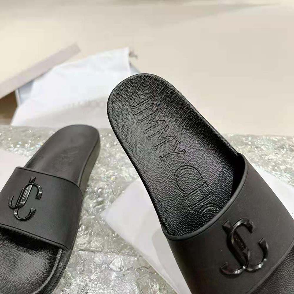 DÉP Jimmy Choo Women Port/F Black Rubber Slides with JC Monogram