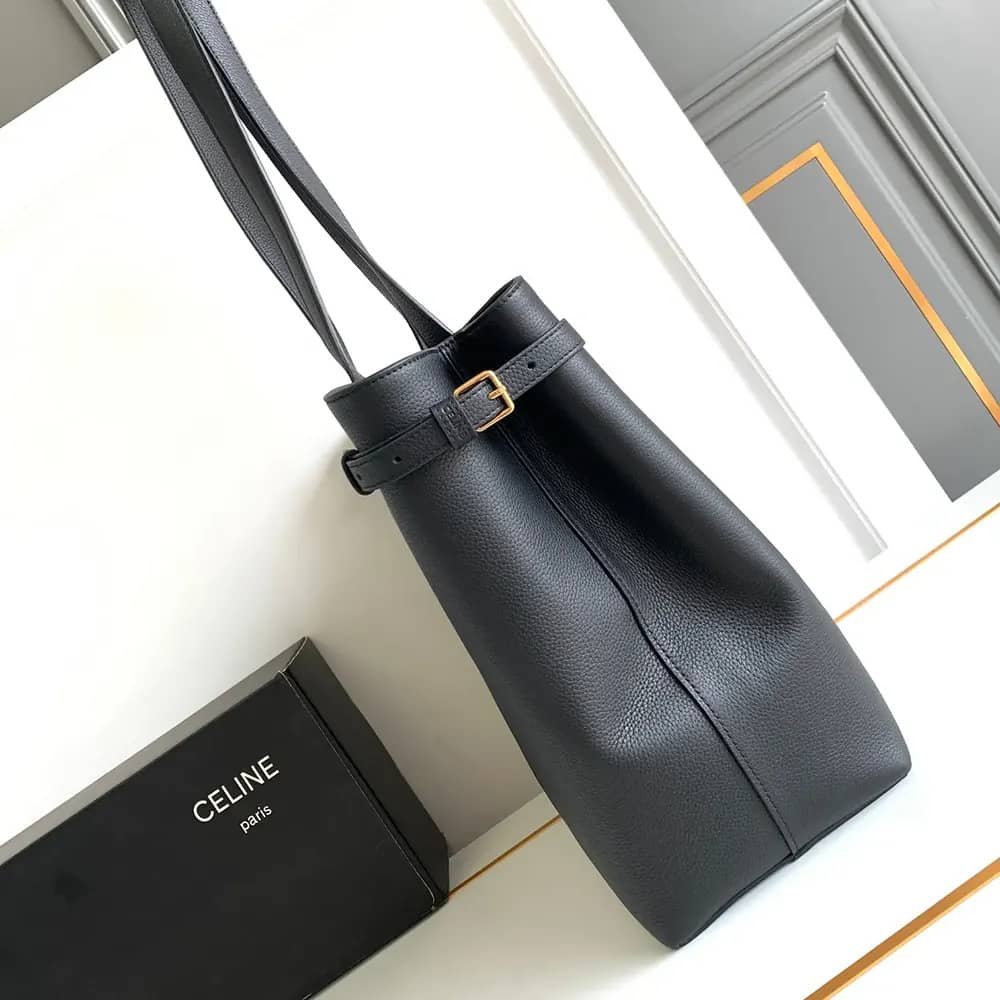 TÚI CELINE Medium Cabas Anaïs Cuir Triomphe bằng da bê hạt - đen