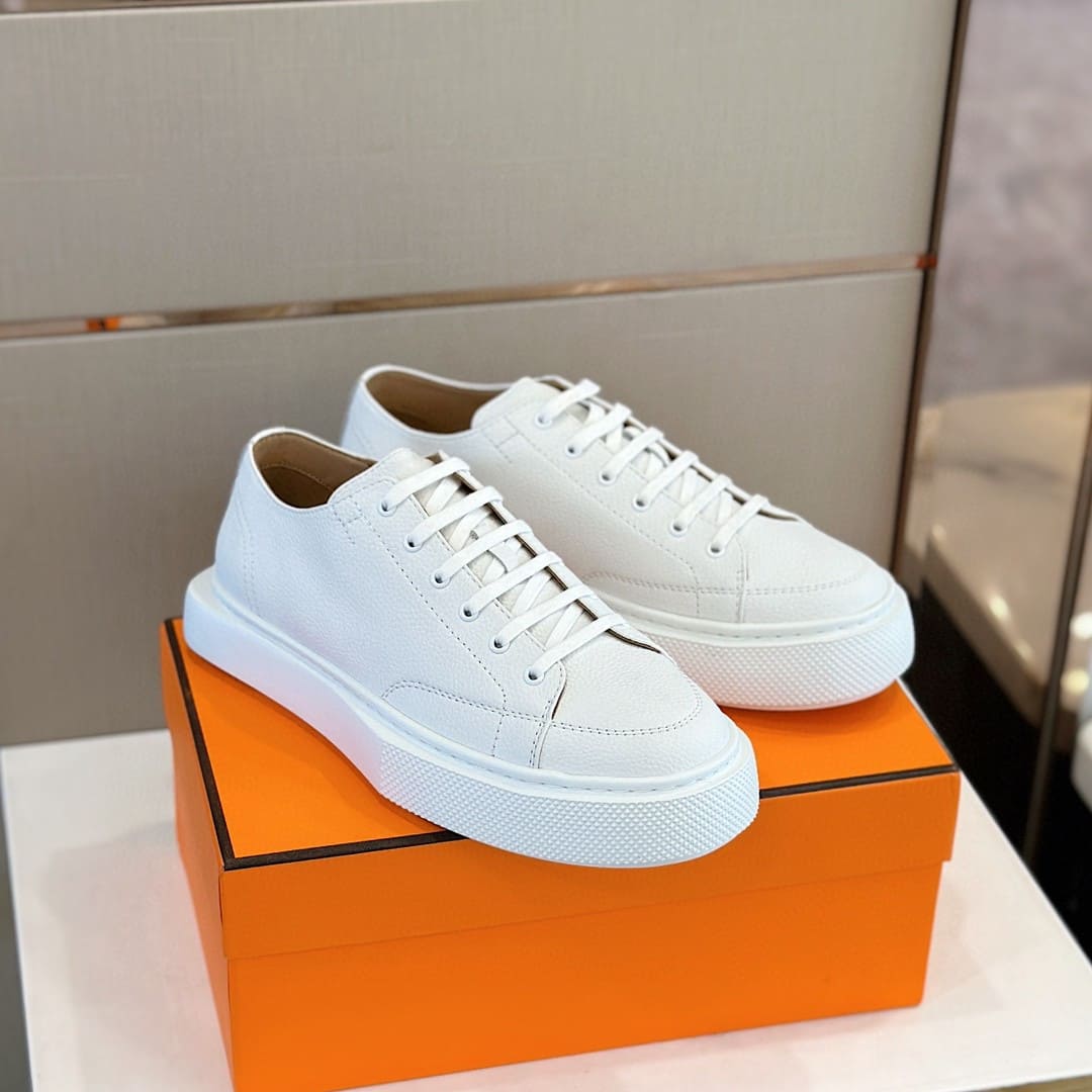 GIÀY HERMES SNEAKER LOW SPORTS CALFSKIN WHITE