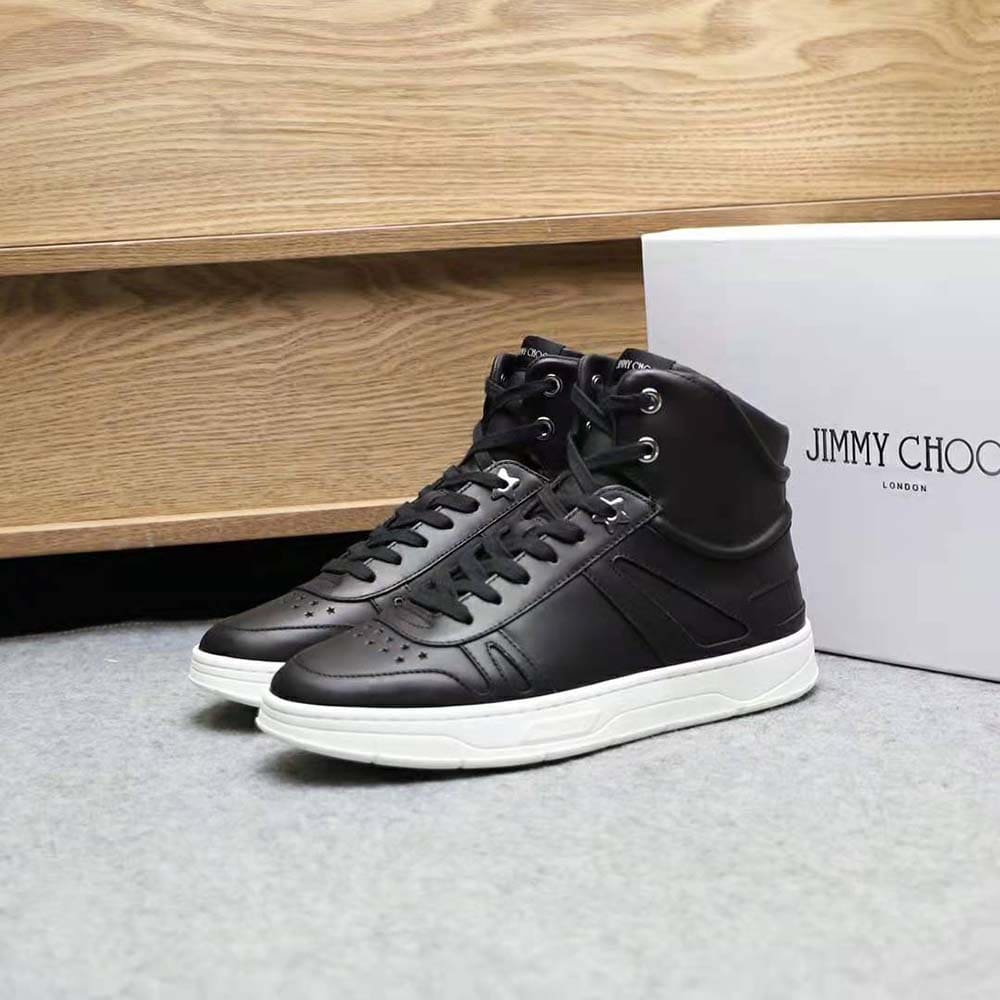 GIÀY JIMMY CHOO Hi Top/M Black Calf Leather High Top Trainers