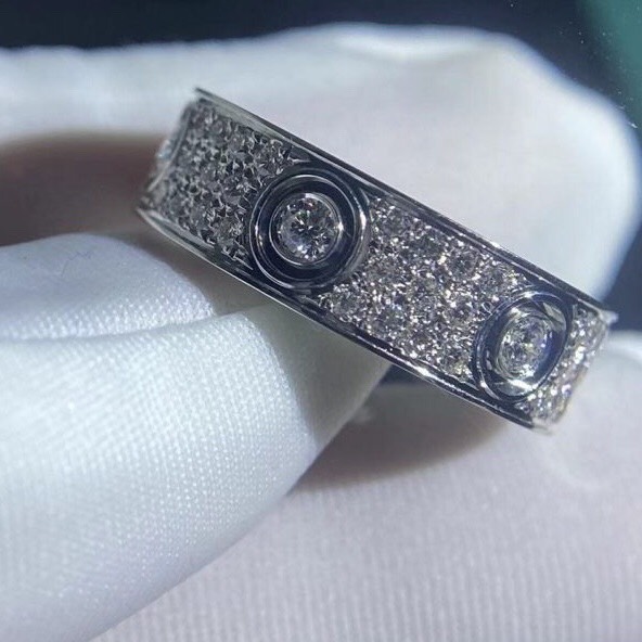 NHẪN CARTIER LOVE RING DIAMOND PAVED GOLD 18K WHITE GOLD