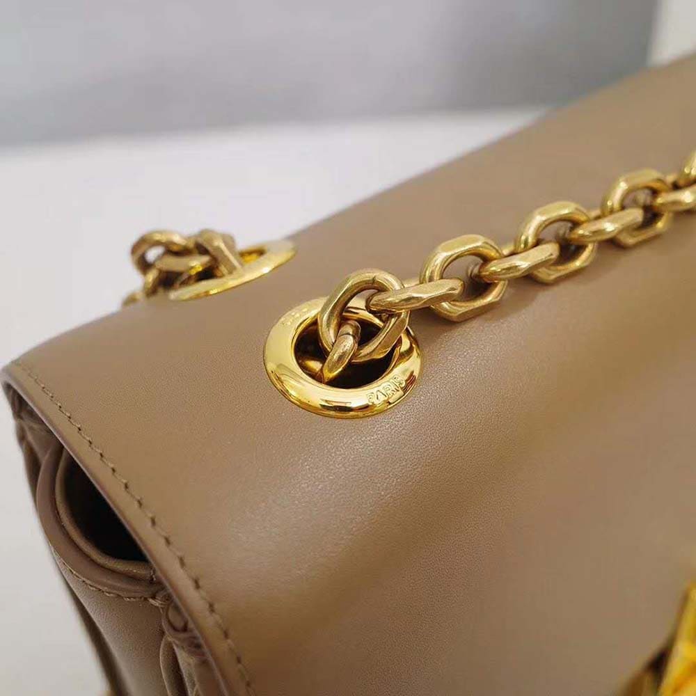 TÚI Celine Women Medium C Bag in Shiny Calfskin Leather-Sandy