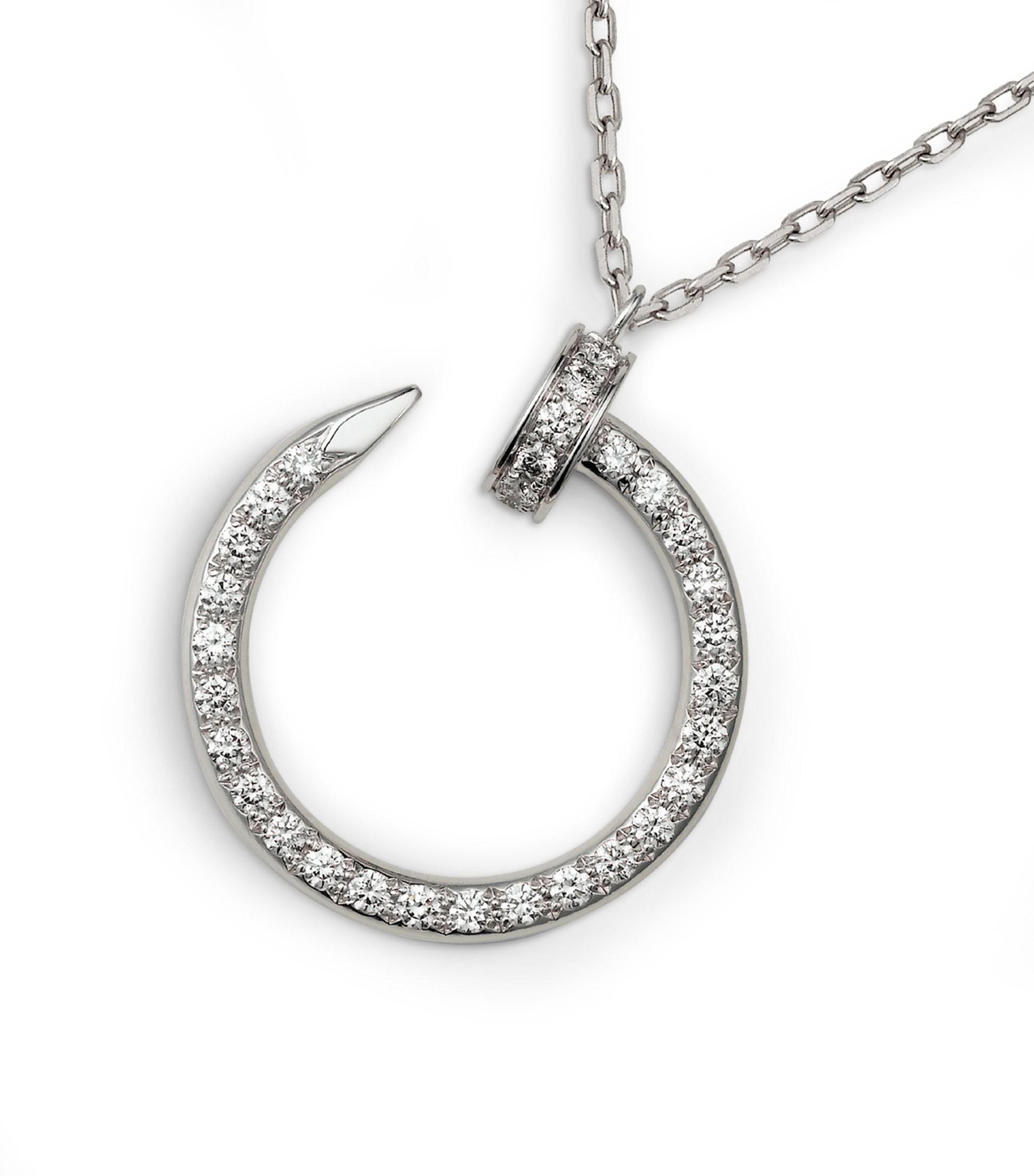 Vòng cổ CARTIER White Gold and Pavé Diamond Juste un Clou Necklace vàng trắng 18K