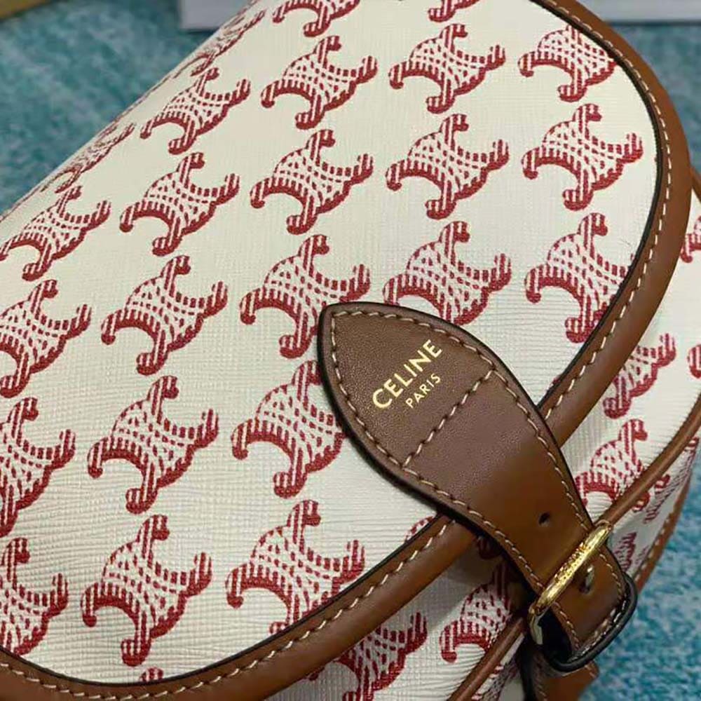 TÚI Celine Women Medium Folco Bag in Triomphe Canvas and Calfskin