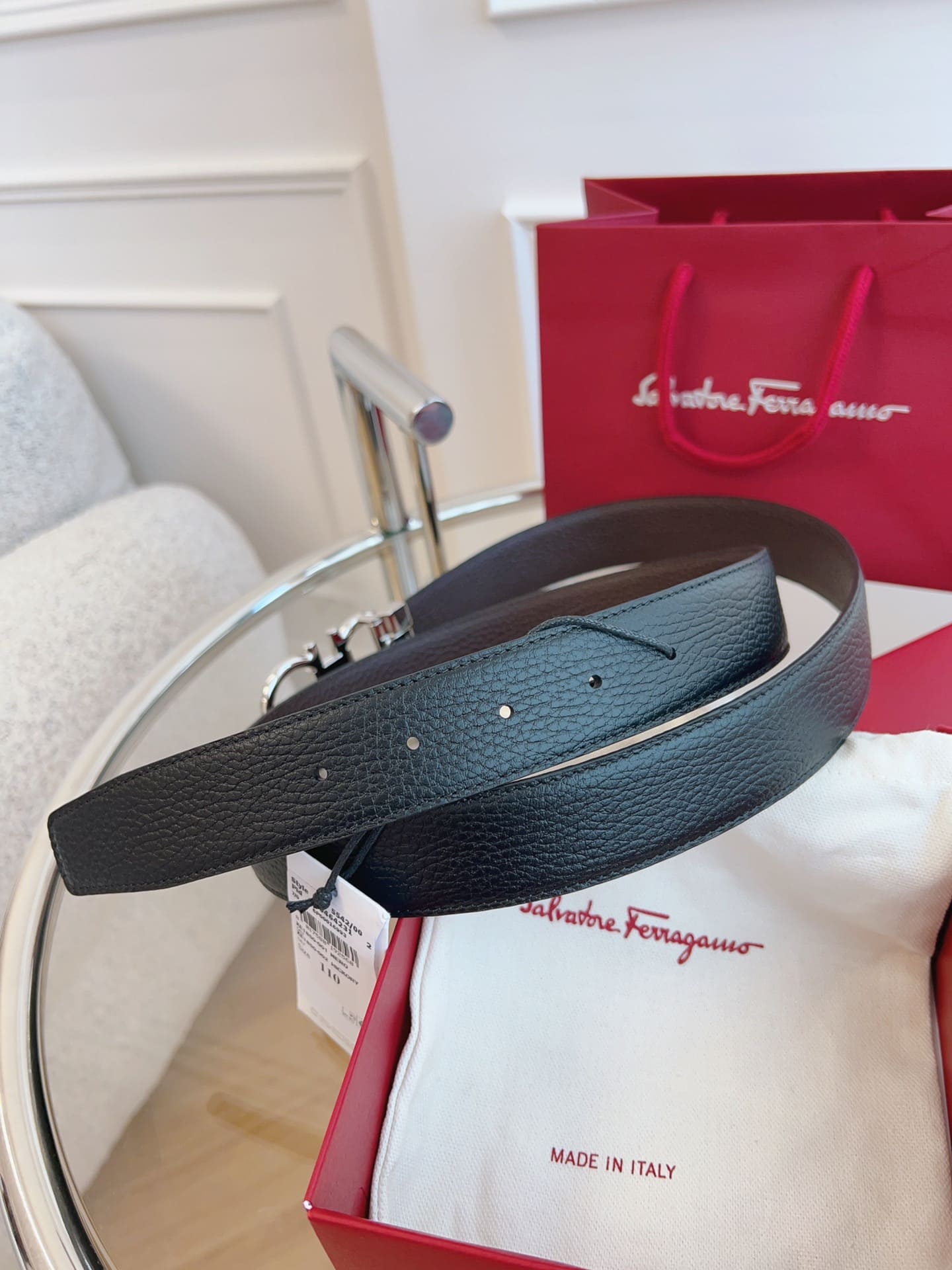 DÂY LƯNG Salvatore Ferragamo Adjustable Gancini Belt Khóa bạc