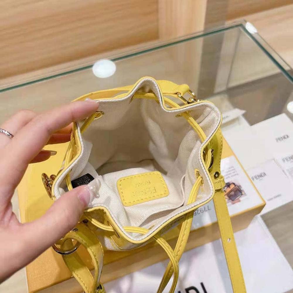 TÚI Fendi Women Mon Tresor Glazed Canvas Mini-Bag-Yellow