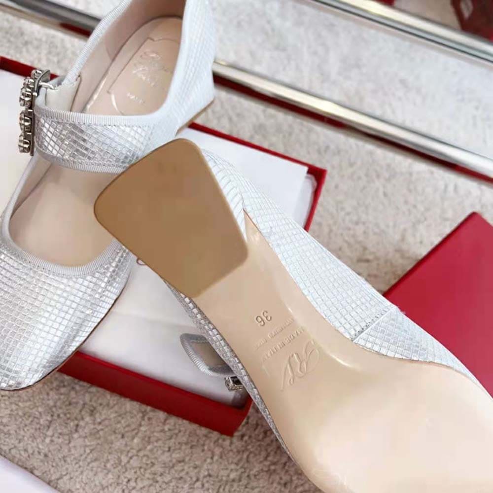 GIÀY Roger Vivier Women Trés Vivier Strass Buckle Babies Pumps in Fabric-Silver